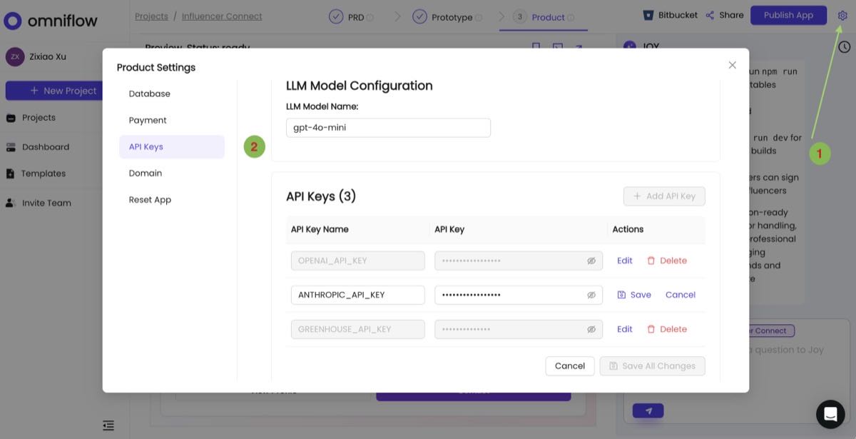 API key configuration