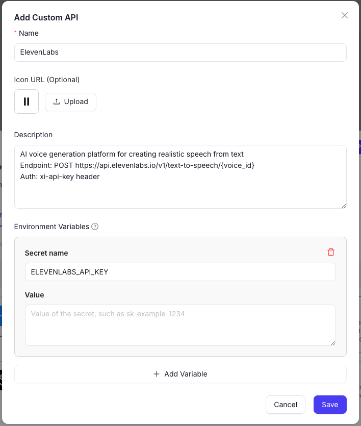API key configuration