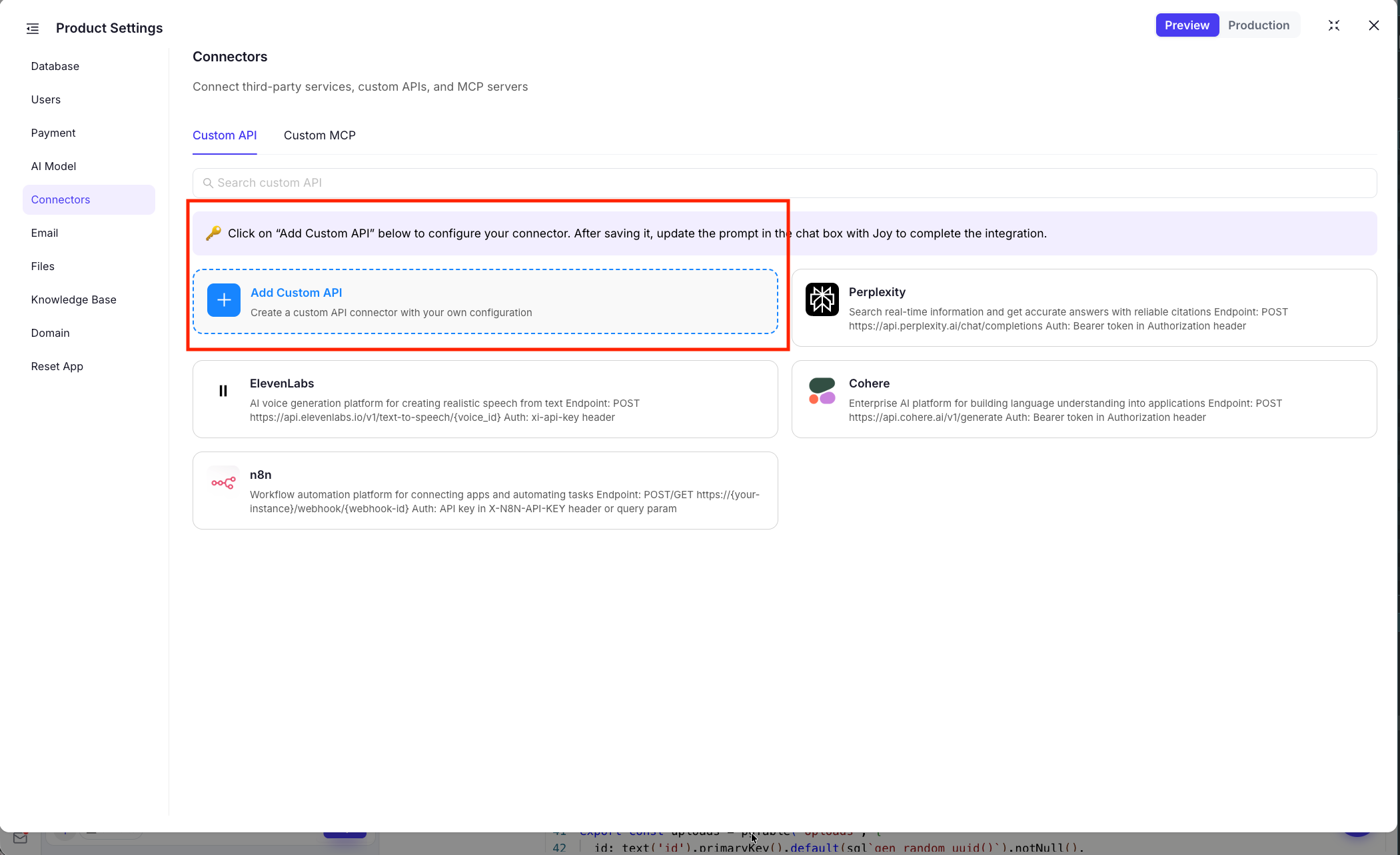 Connector setup in Omniflow