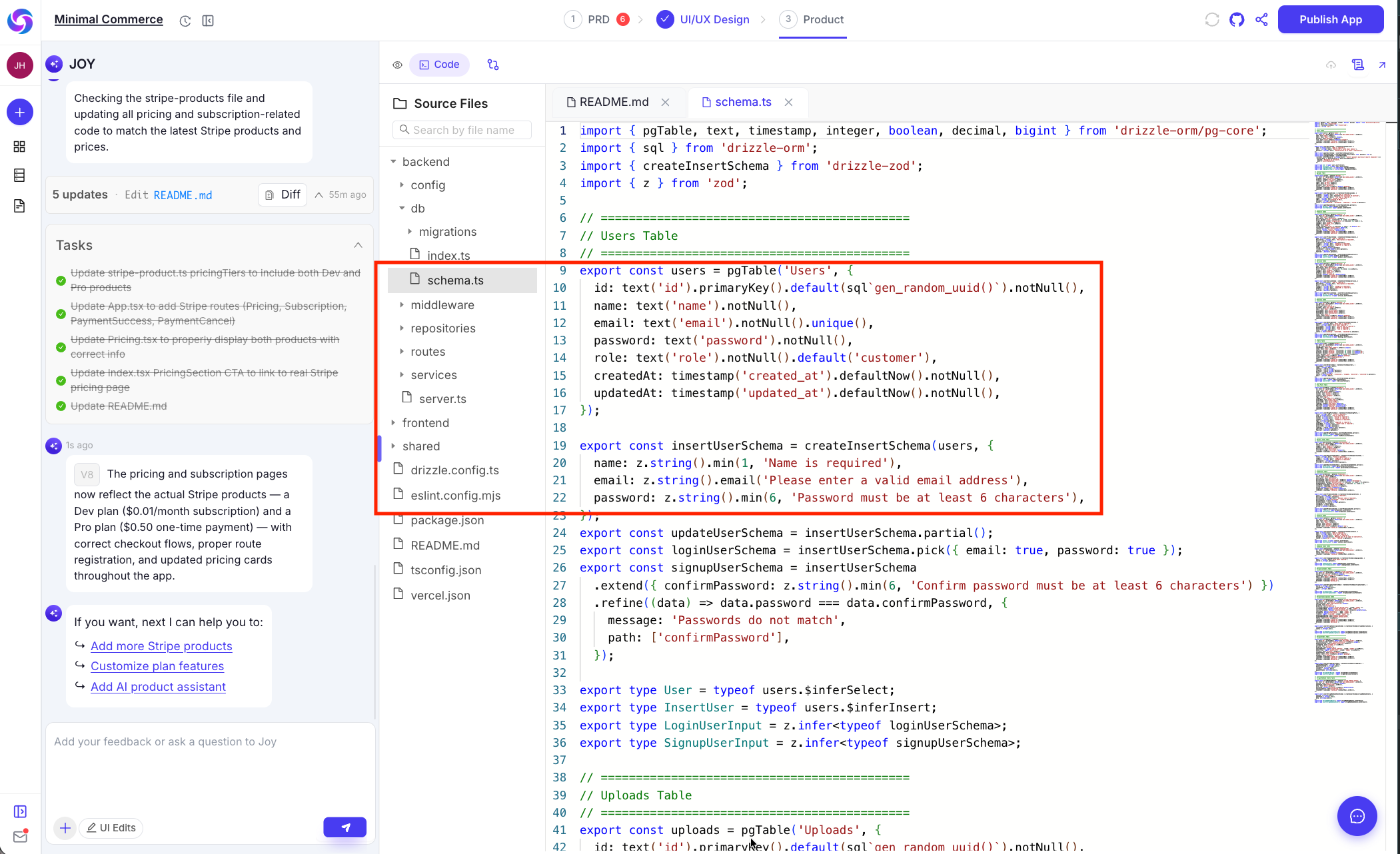 Database connection setup