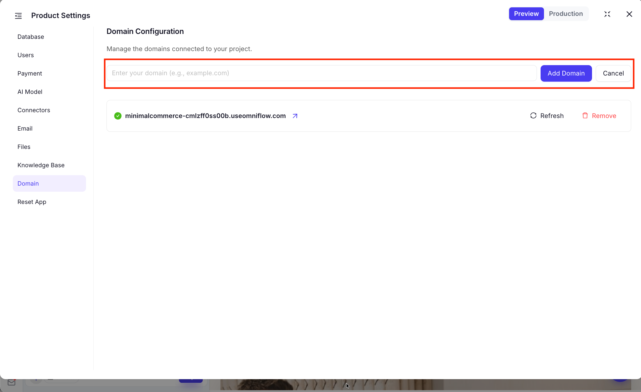 Domain setting