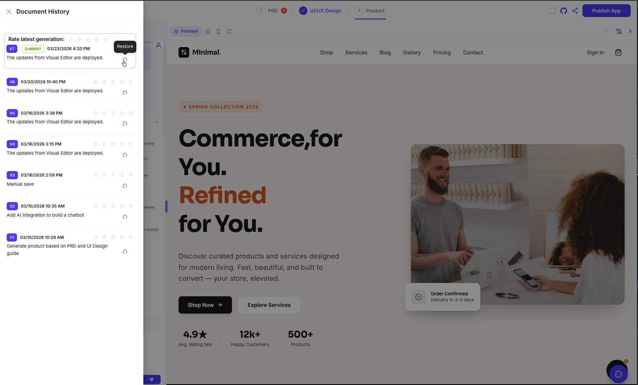 Restore functionality