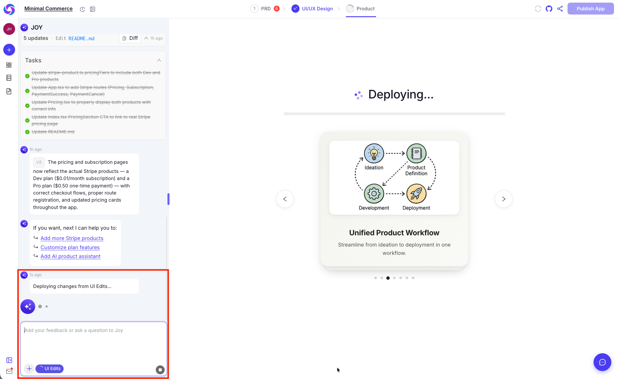 Getting started with UI Editor: UI Edits button and workflow