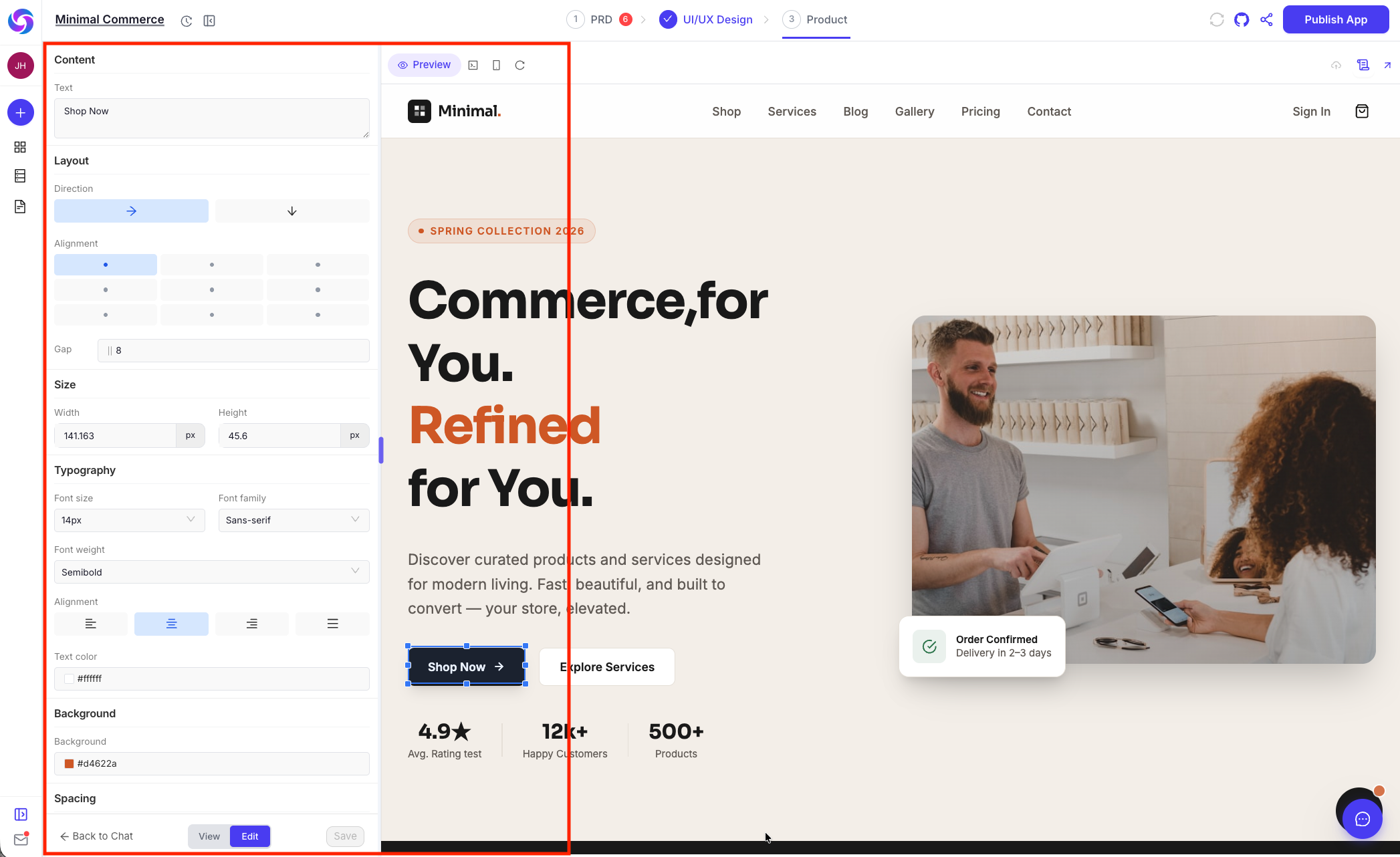 UI Editor live preview panel
